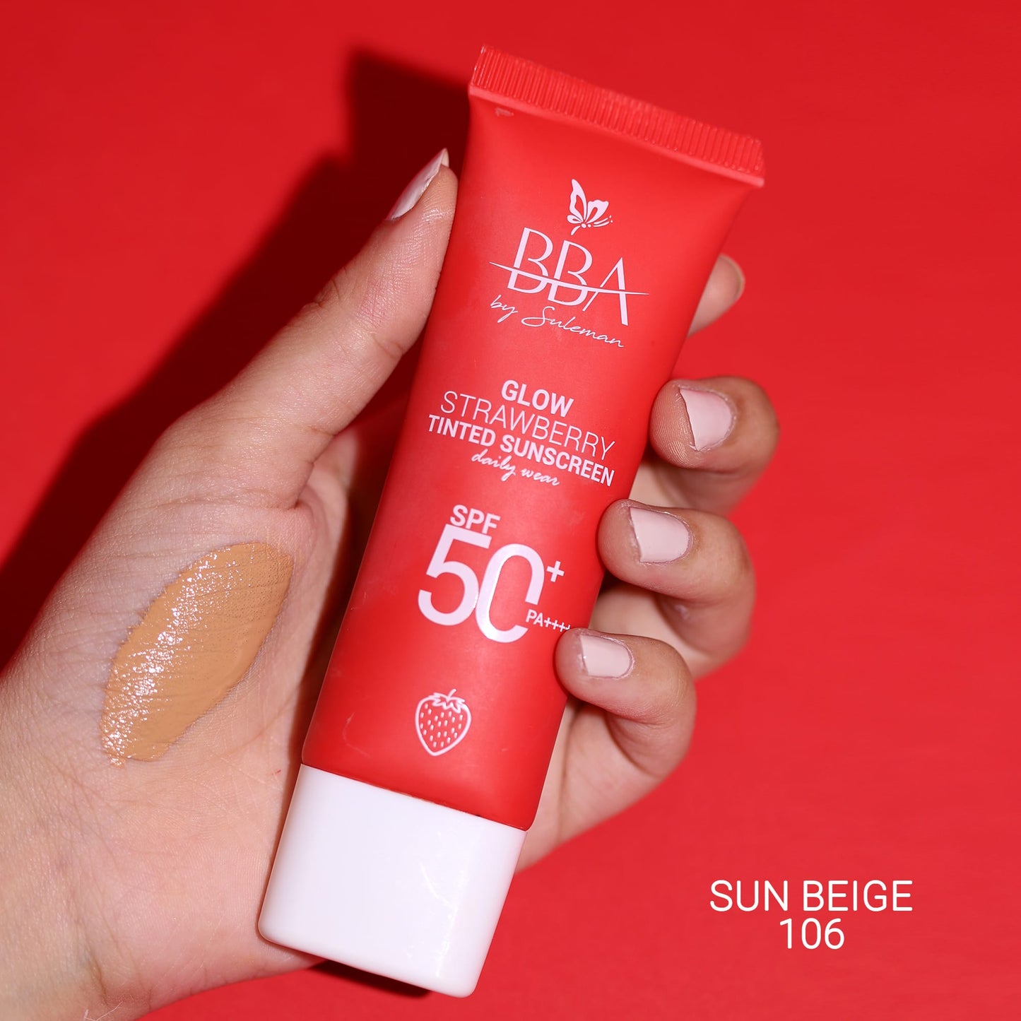 sunscreen Glow Strawberry Tinted Sunscreen SPF50+ | No White Cast | BBA Skincare Pakistan