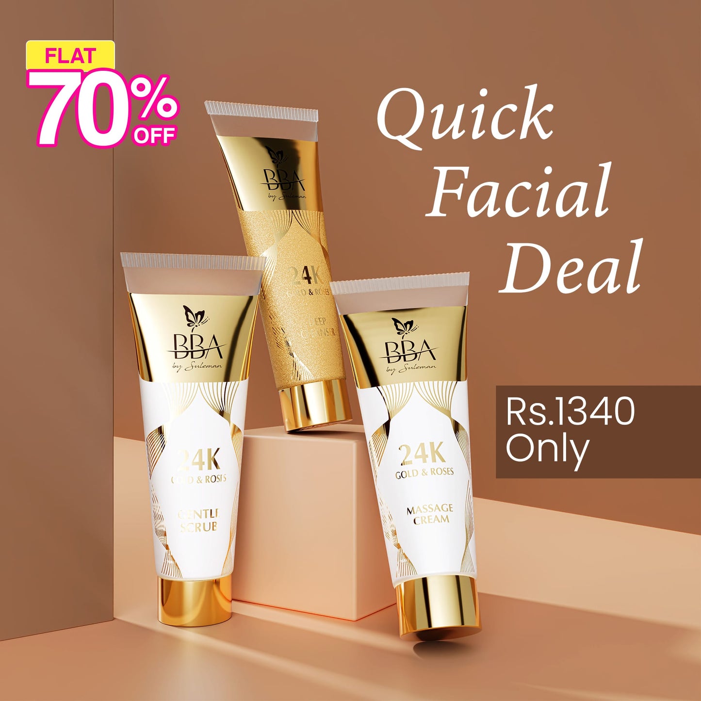 Quick Facial Deal | Deep Cleanser + Scrub + Massage Cream | BBA Skincare Pakistan