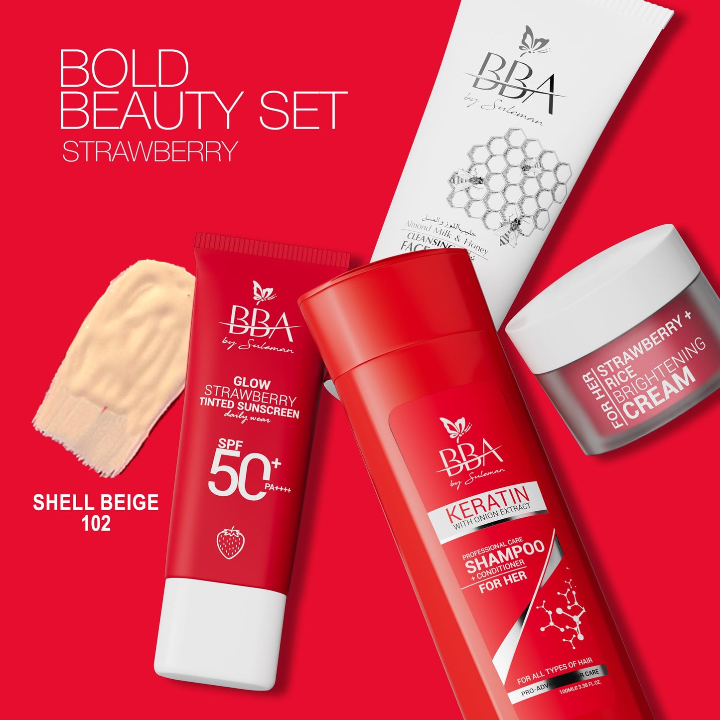 skincare, haircare routine Bold Beauty Set | Strawberry Skincare + Haircare Routine | BBA Skincare Pakistan