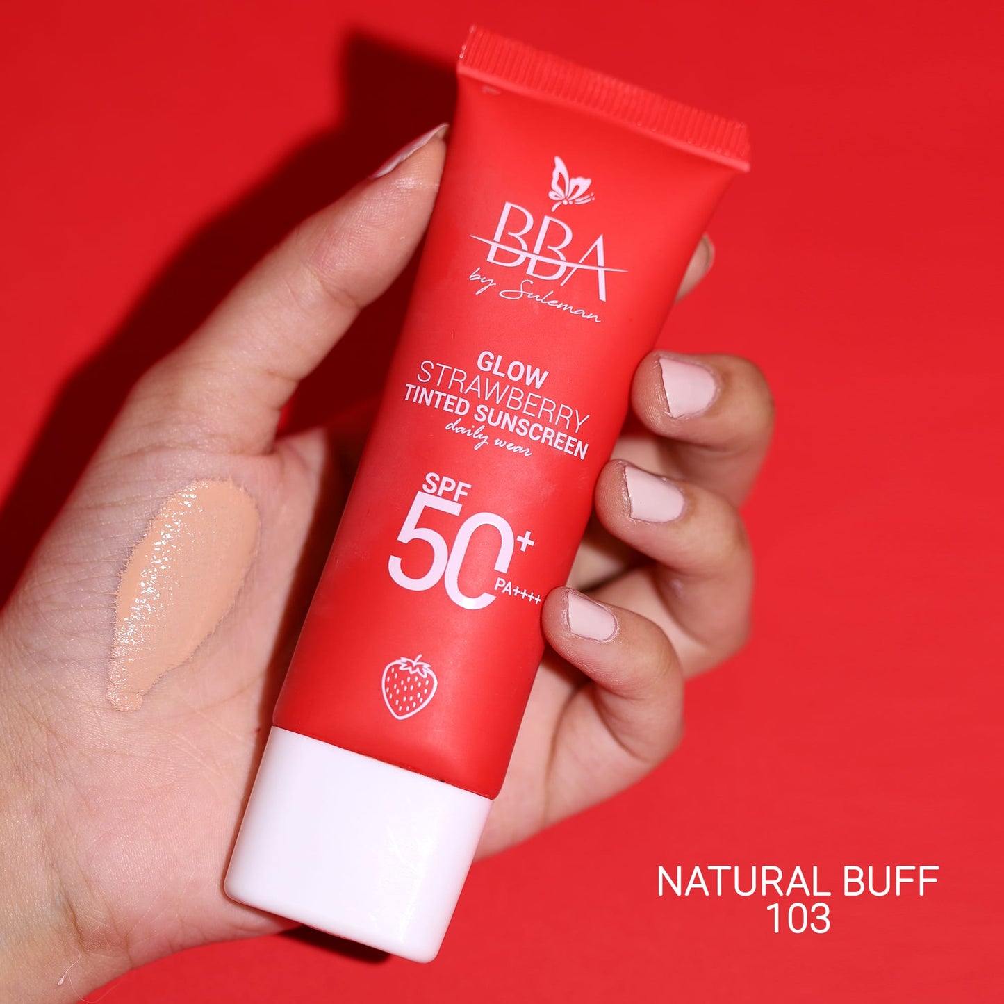 sunscreen Glow Strawberry Tinted Sunscreen SPF50+ | No White Cast | BBA Skincare Pakistan