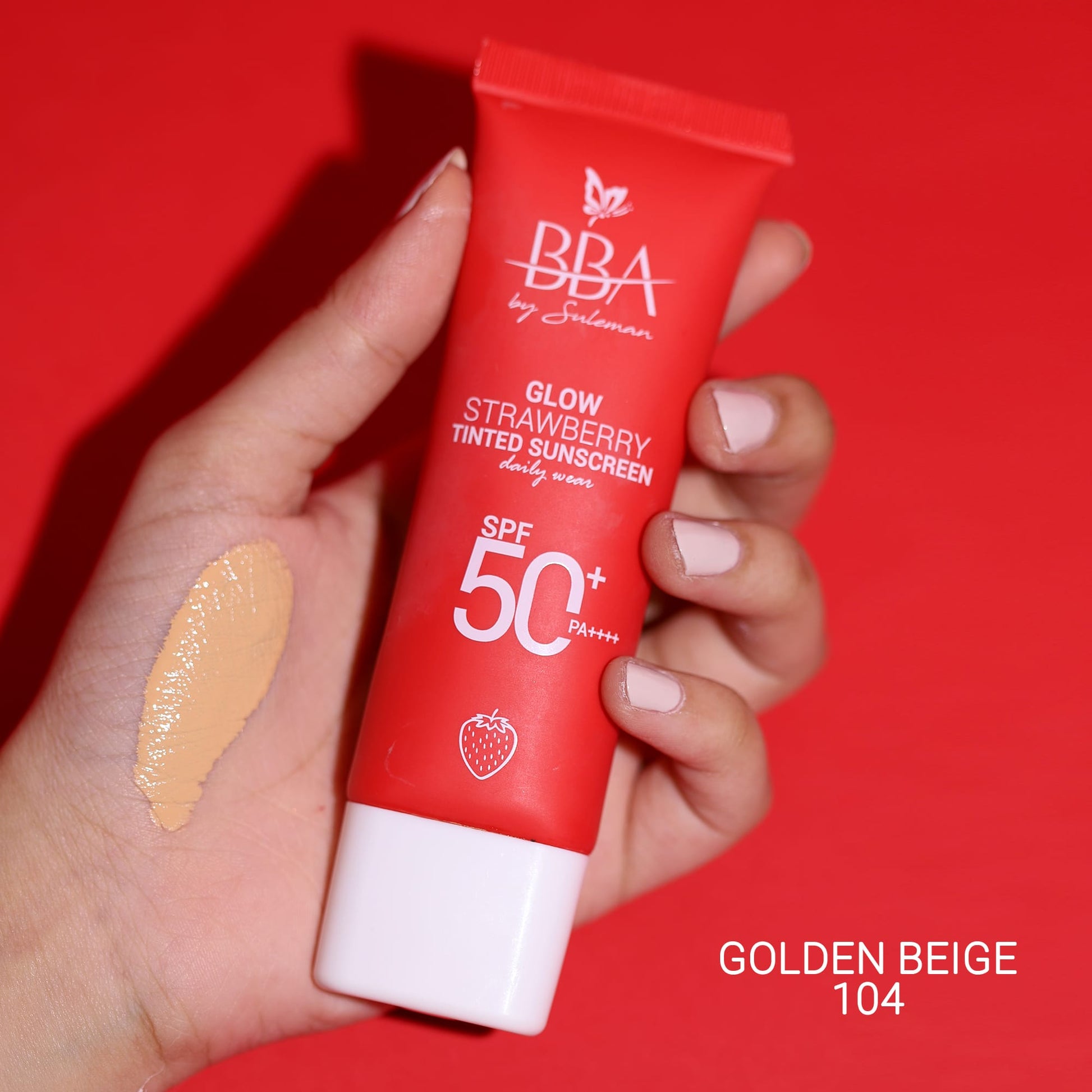 sunscreen Glow Strawberry Tinted Sunscreen SPF50+ | No White Cast | BBA Skincare Pakistan