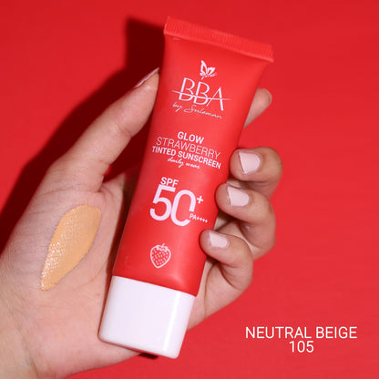 sunscreen Glow Strawberry Tinted Sunscreen SPF50+ | No White Cast | BBA Skincare Pakistan