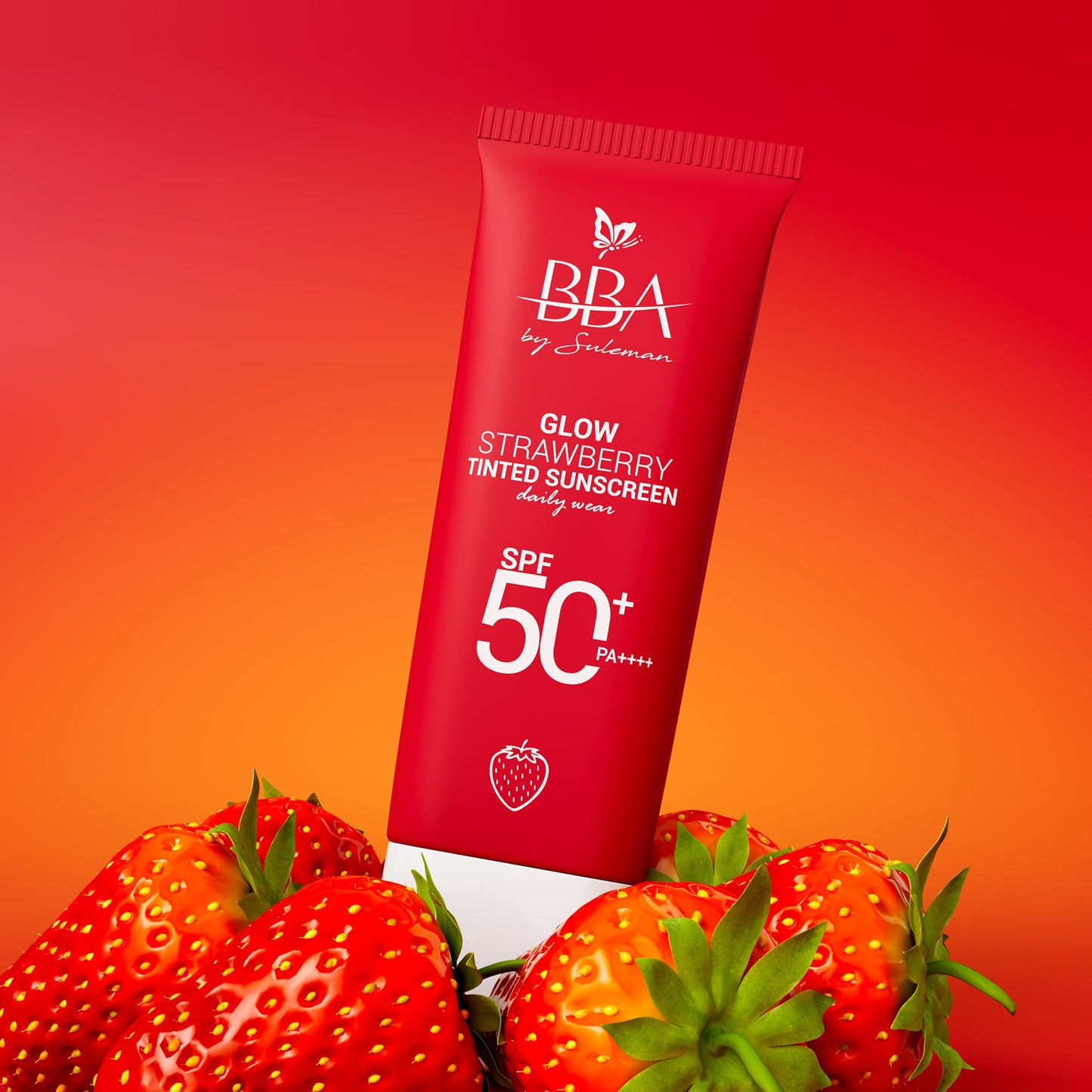 sunscreen Glow Strawberry Tinted Sunscreen SPF50+ | No White Cast | BBA Skincare Pakistan