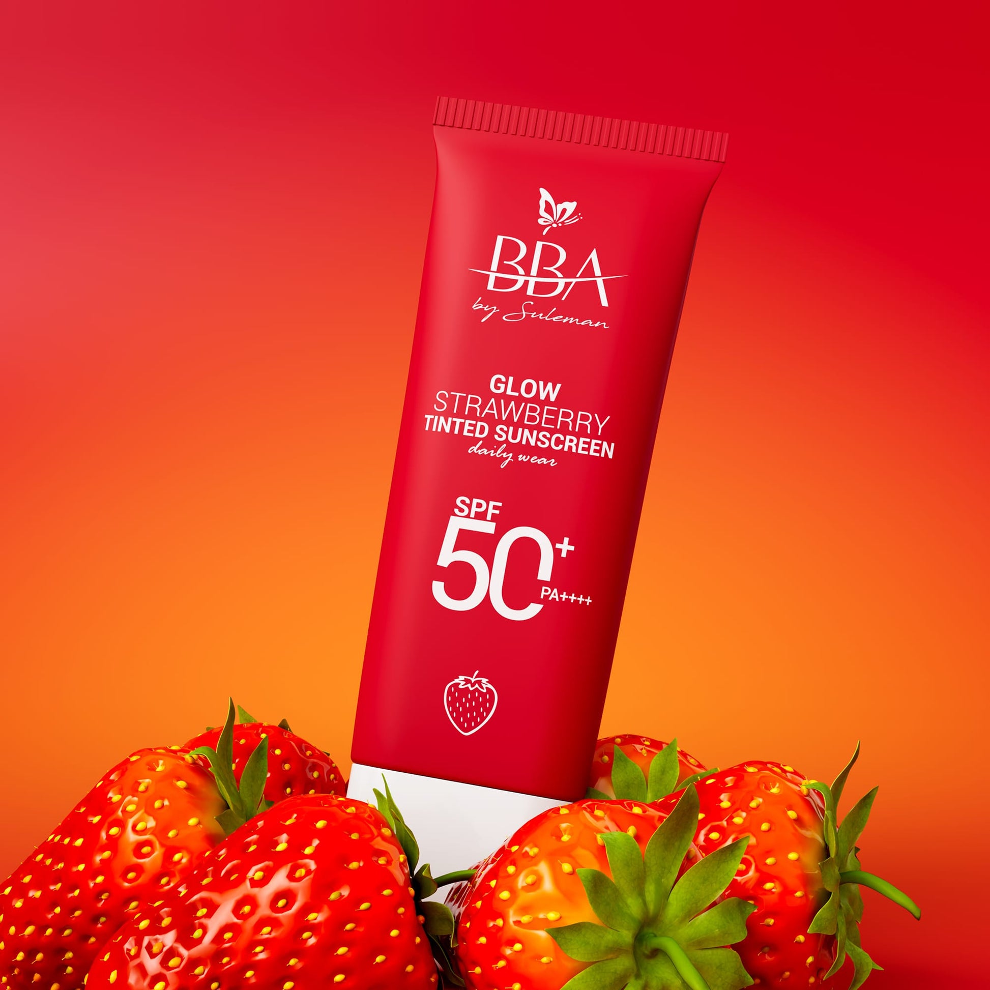 sunscreen Glow Strawberry Tinted Sunscreen SPF50+ | No White Cast | BBA Skincare Pakistan