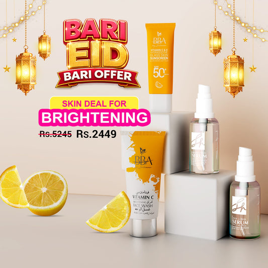 SKIN BRIGHTENING DEAL (Vitamin C & E Sunscreen SPF 50+ PA++++, Vitamin C  Face Wash, SH Brightening Serum,SH AHA BHASerum)