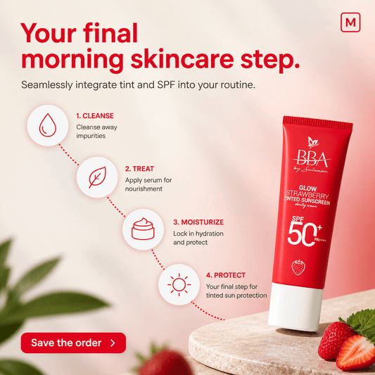 sunscreen Glow Strawberry Tinted Sunscreen SPF50+ | No White Cast | BBA Skincare Pakistan