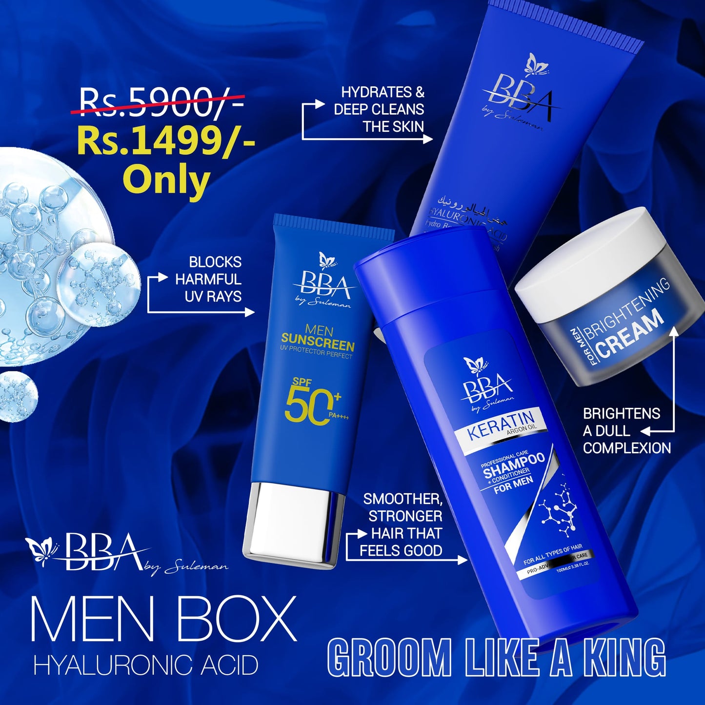 Bro Box (Hyaluronic Acid) Men Hyaluronic Acid Box | Complete Grooming Routine | BBA Skincare Pakistan
